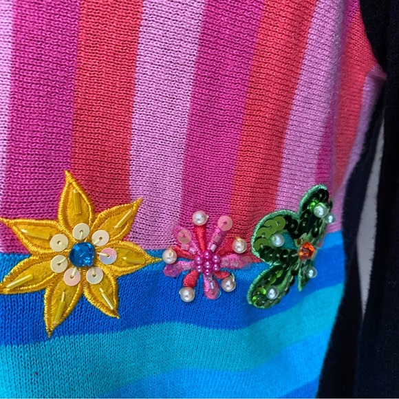 Jack B. Quick Women’s Classic Embellished Black and Floral Sequin Sweater | PS - Picture 11 of 16